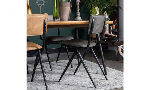 Chaise en cuir WILLOW grise DUTCHBONE 1