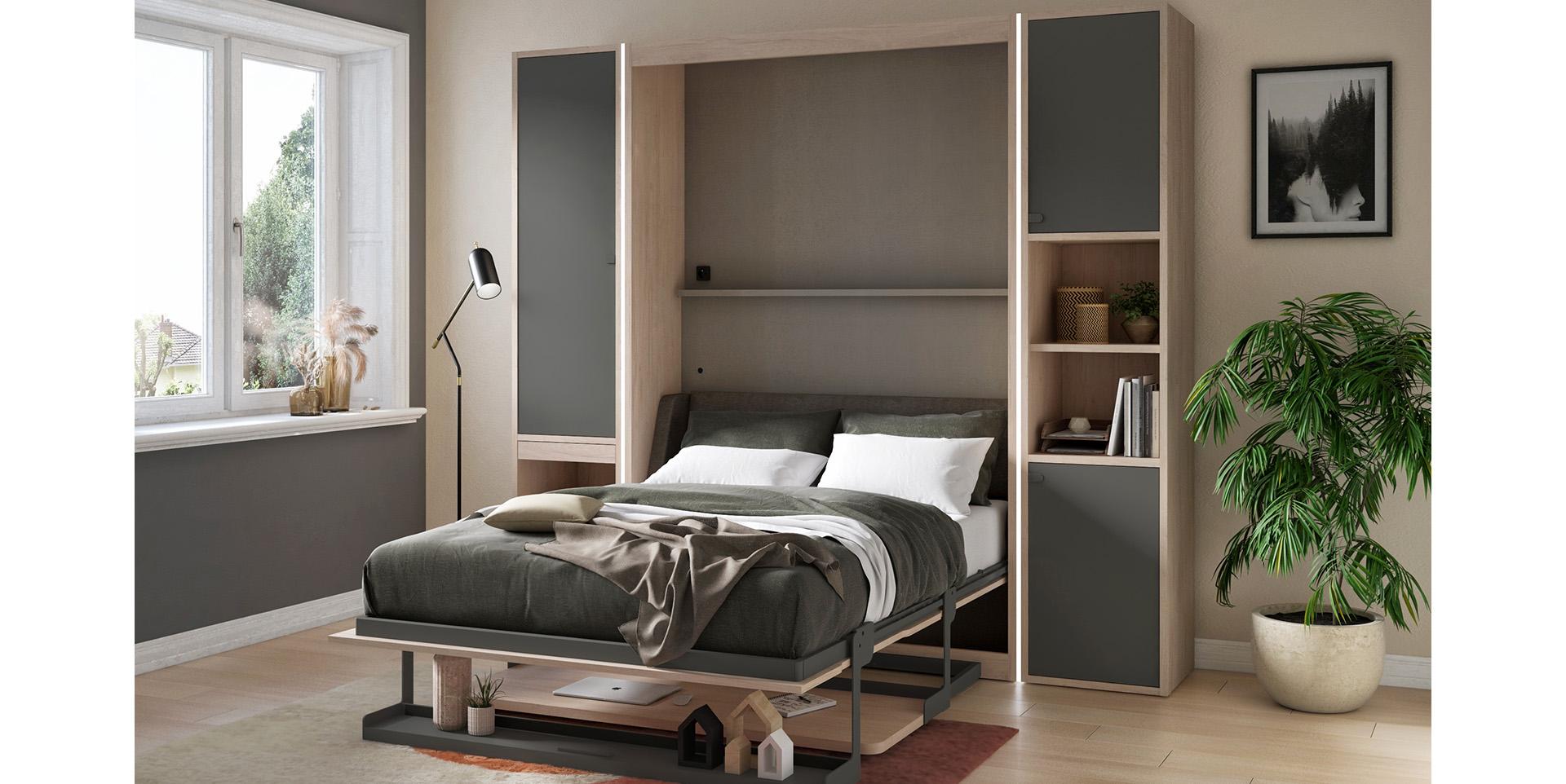 Slider Lit escamotable vertical avec bureau SMART (image 1)