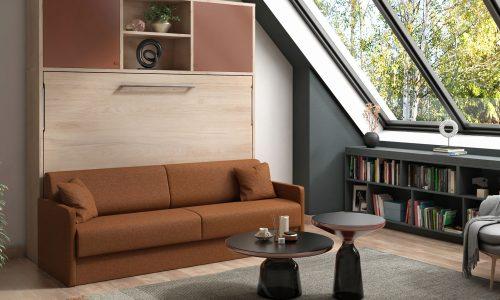 Lit escamotable horizontal avec banquette accoudoirs fins SMART