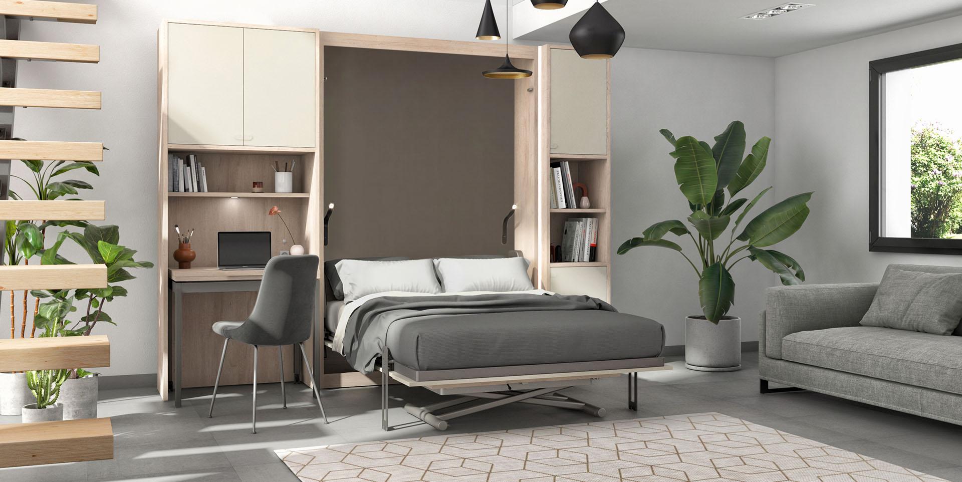 Slider Lit escamotable vertical avec module table SMART (image 1)