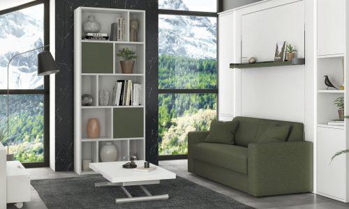 Lit escamotable vertical avec banquette accoudoirs larges SMART