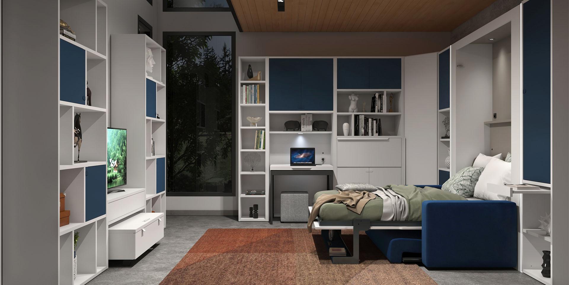 Slider Lit escamotable vertical avec banquette SMART (image 1)