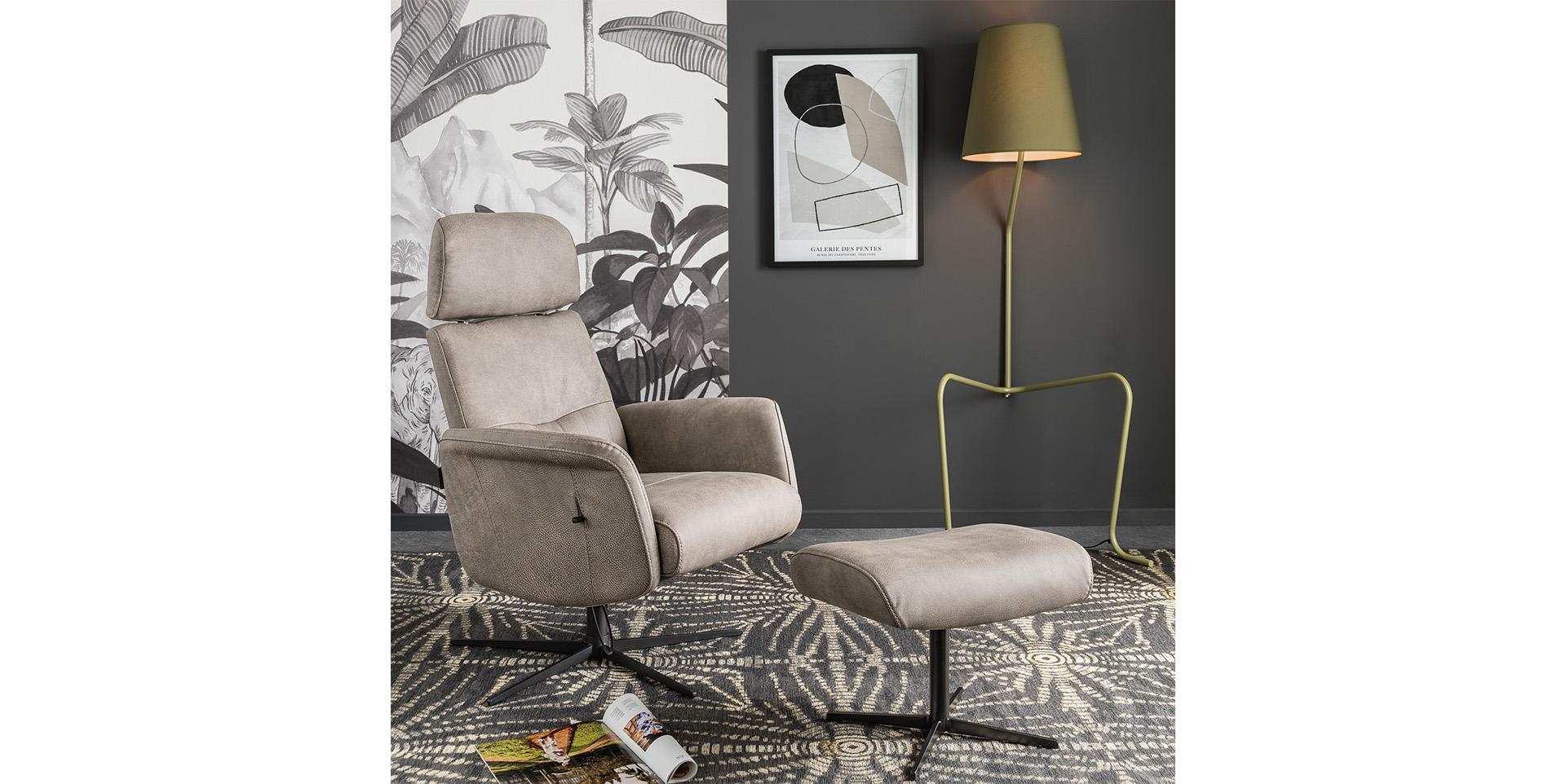 Slider Pouf repose-pieds TULIP cuir (image 1)