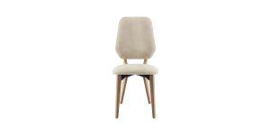 Chaise de face tissu beige structure bois